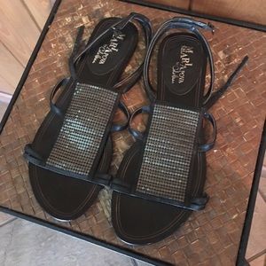 Cole Haan black leather flat sandal